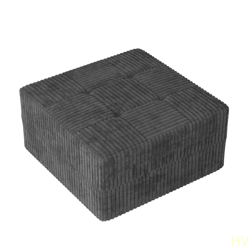 Canapé ottoman Canapé modulaire compressé Canapé en velours côtelé de style minimaliste moderne, Gris