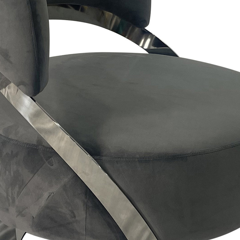 Gray Velvet and Silver Modern Armchair