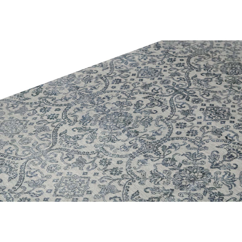 Damask Area Rug in Light Gray