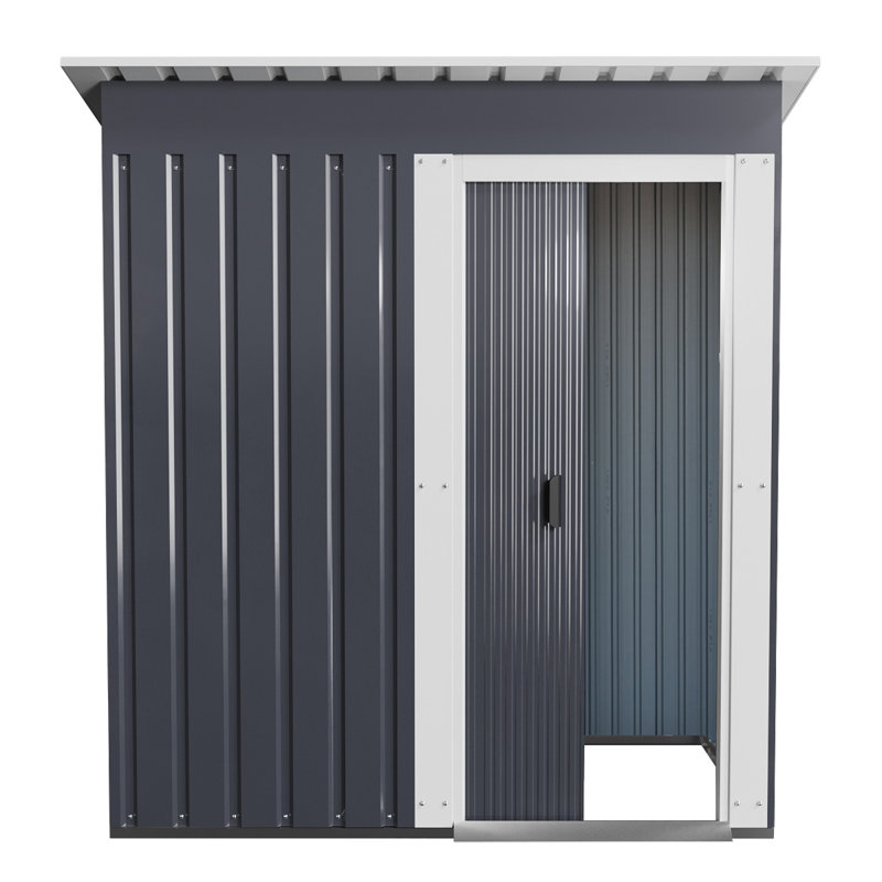 Dark Black Galvanized Steel Garden Patio Tool Shed