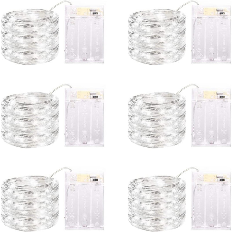 6 Pack LED Fairy Lights Battery Operated With Timer,  40LED Waterproof Firefly Lights Silver Wire Mini Twinkle String Lights For Wedding Christmas Birthday Party Mason Jar Decorations