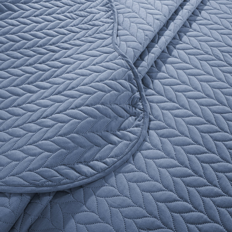 Embossed Bedspread Set For Twin | Hotel-Quality Quilt Set, Washed Blue, Twin Bedspread ( 66 x 86 )+ 1 Standard Pillowcases