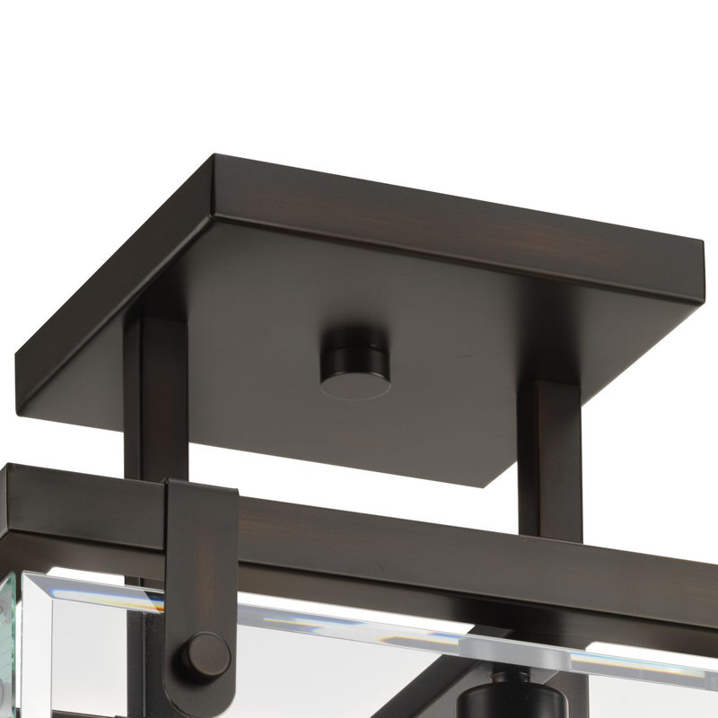 Bridgewood 4 - Light Dimmable Lantern Square / Rectangle Chandelier, Antique Bronze