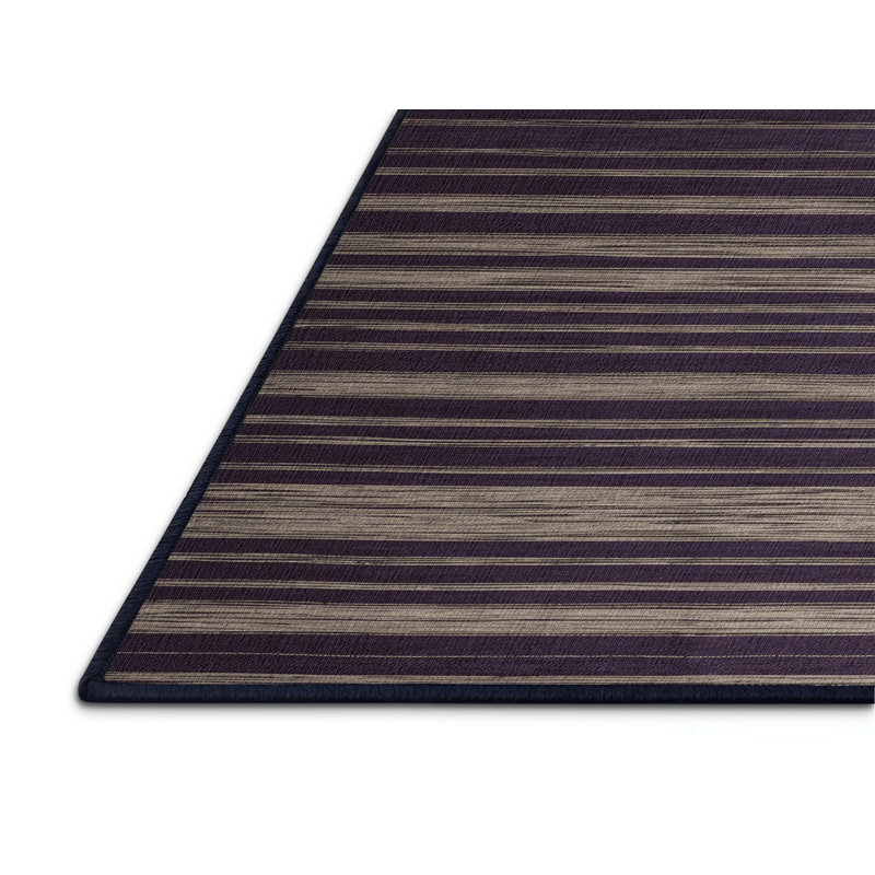 Tapis mauve à rayures horizontales lavable à la machine, Carré 6 pi