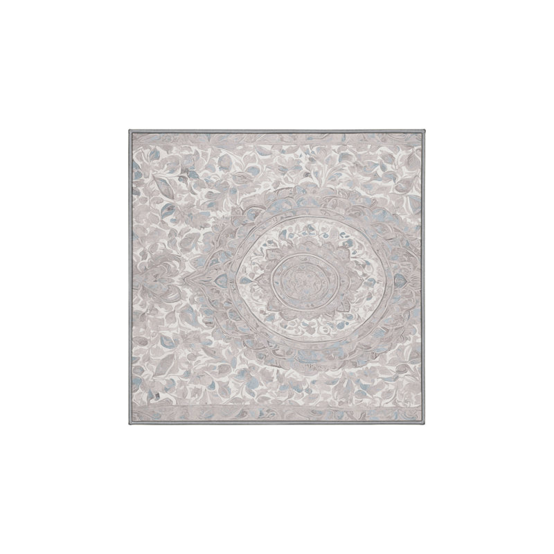 Tapis gris lavable à la machine, Carré 4 pi