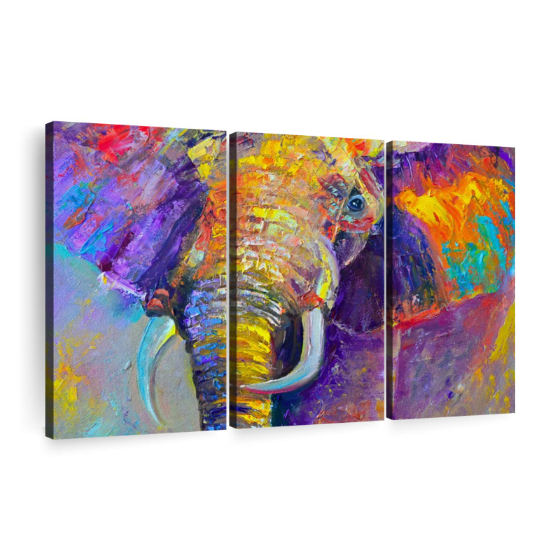Animal «Rainbow Elephant Canvas Print» sur, H 74 po x l 48 po