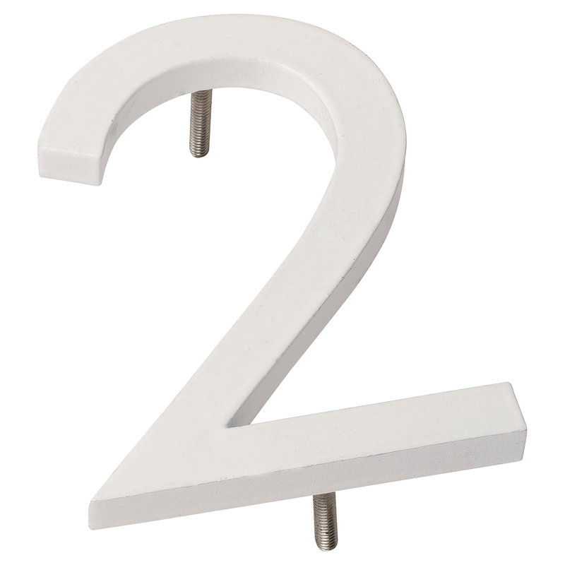 Numéro de maison à fixation flottante 6 po, 2, Blanc
