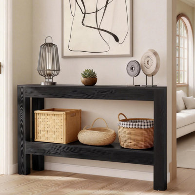 Modern-style solid wood console table.