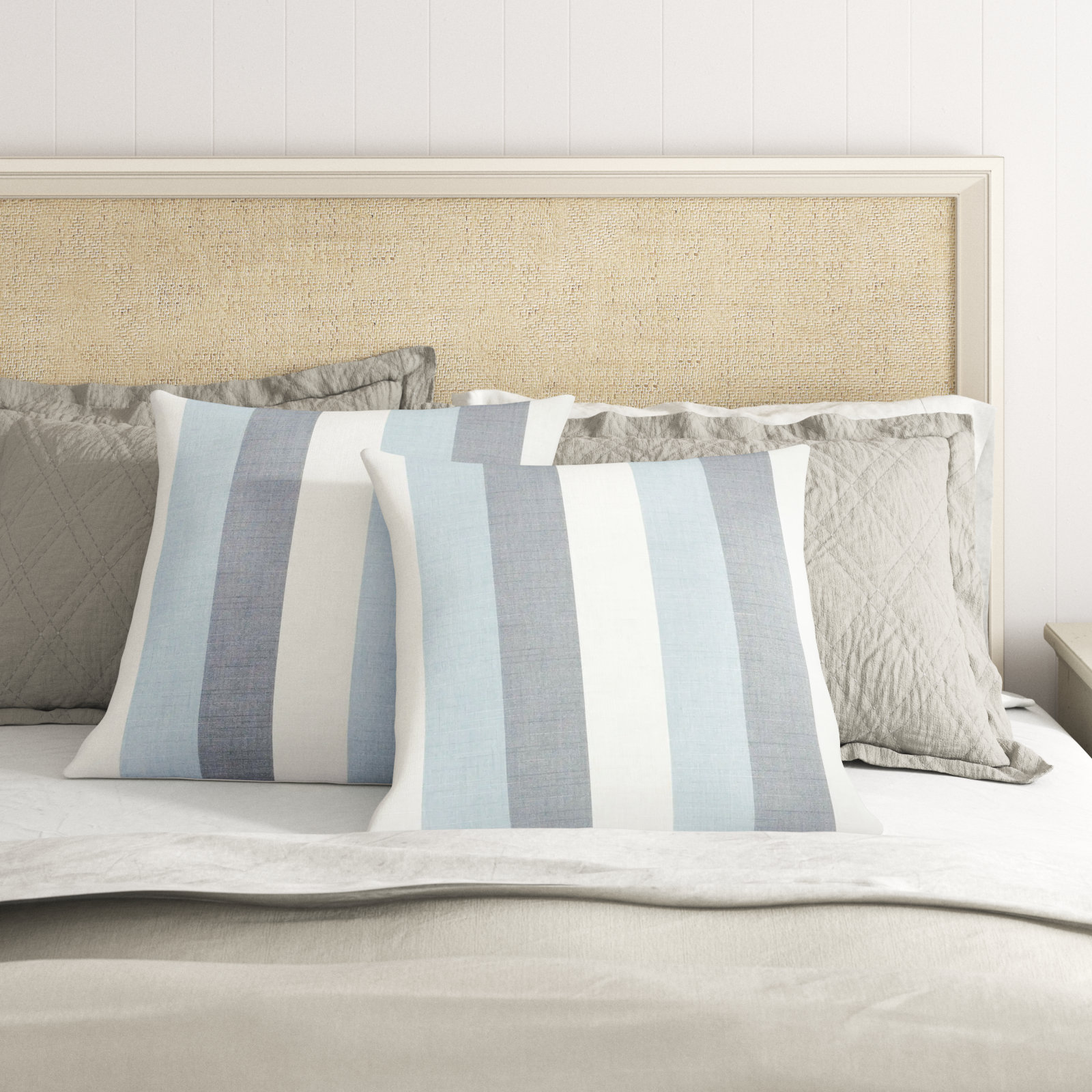 Nisha Sunbrella® Throw Pillow, Blue/White, 20'' x 20''