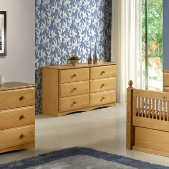 Commode double 6 tiroirs Alayna, Naturel