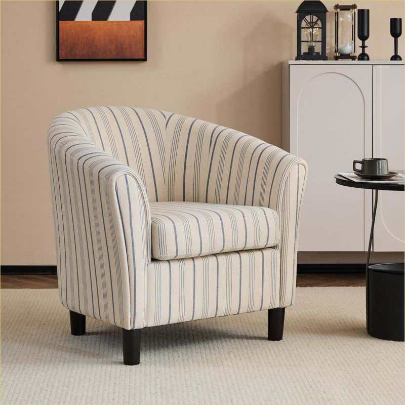 Geerda 31.5" Wide Upholstered Striped Barrel Chair
