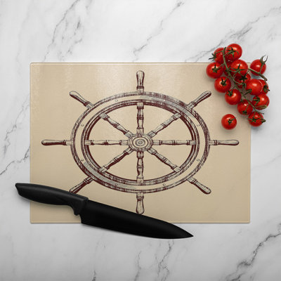 Ship Wheel Glass Chopping Board