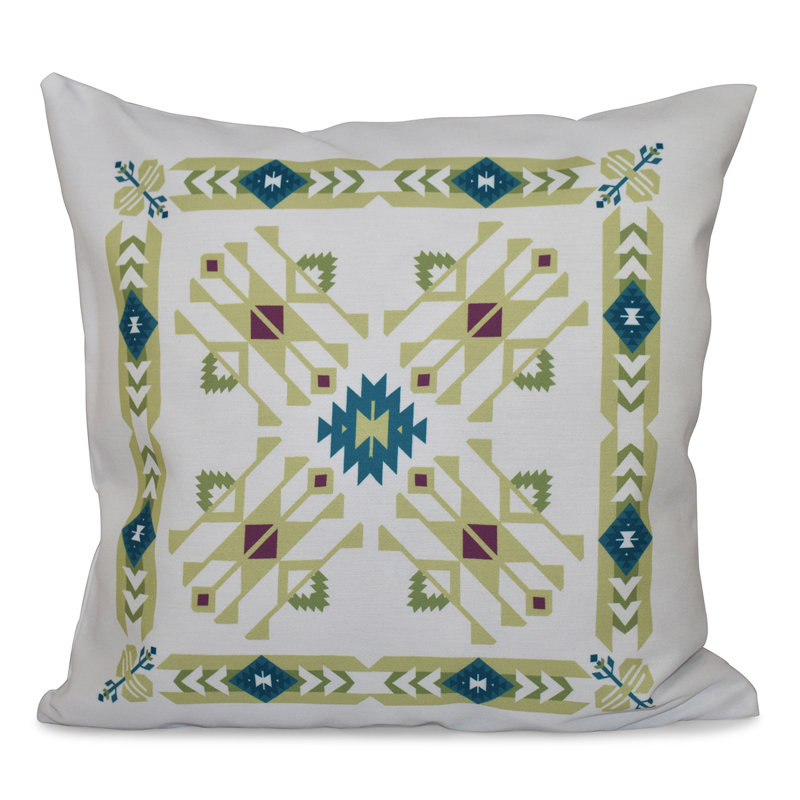 Happy Hippy Geometric Reversible Throw Pillow, 18" H x 18" W, Green