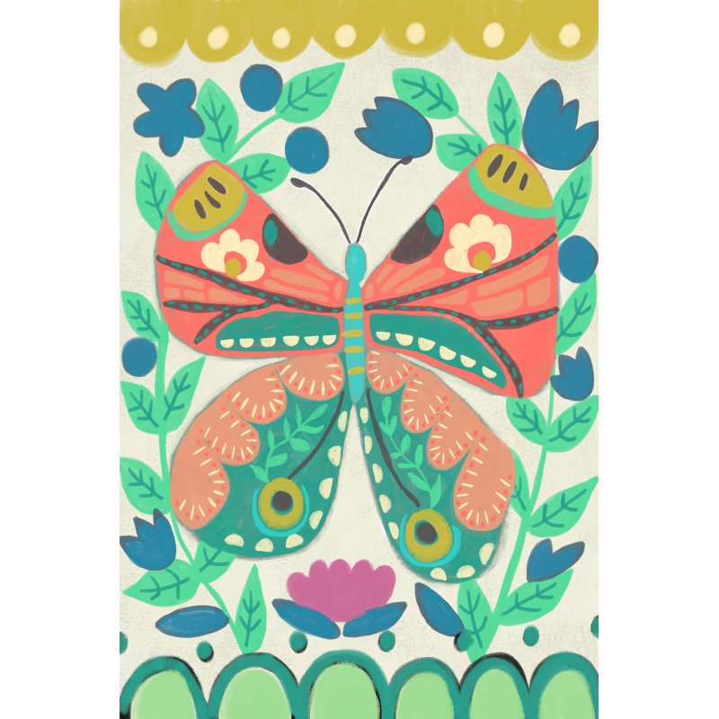 Deckert Flutterfly I - Graphic Art On Canvas, 152cm H x 101cm W