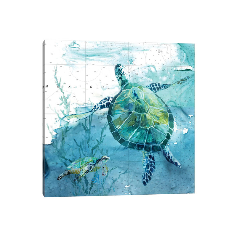 « Island Swim II » par Carol Robinson, reproduction d’art, Pas de tapis, Toile tendue, H 12 po x l 12 po x P 1,5 po