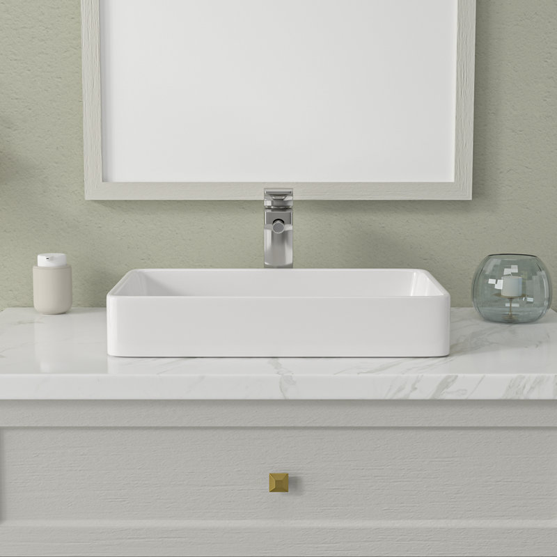 Mocoloo 24"L x 16"W Ceramic Bathroom Vessel Sink Rectangular Porcelain Bathroom Basin(No Base), 24" L x 16" W