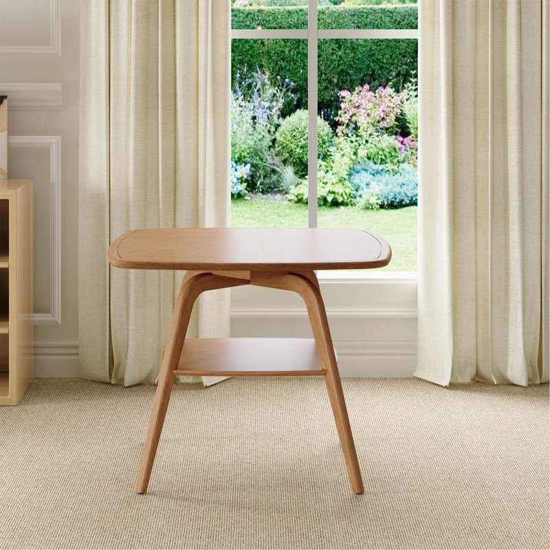 Table de salle à manger moderne en bois avec tablette de rangement, finition noyer, Naturel antique