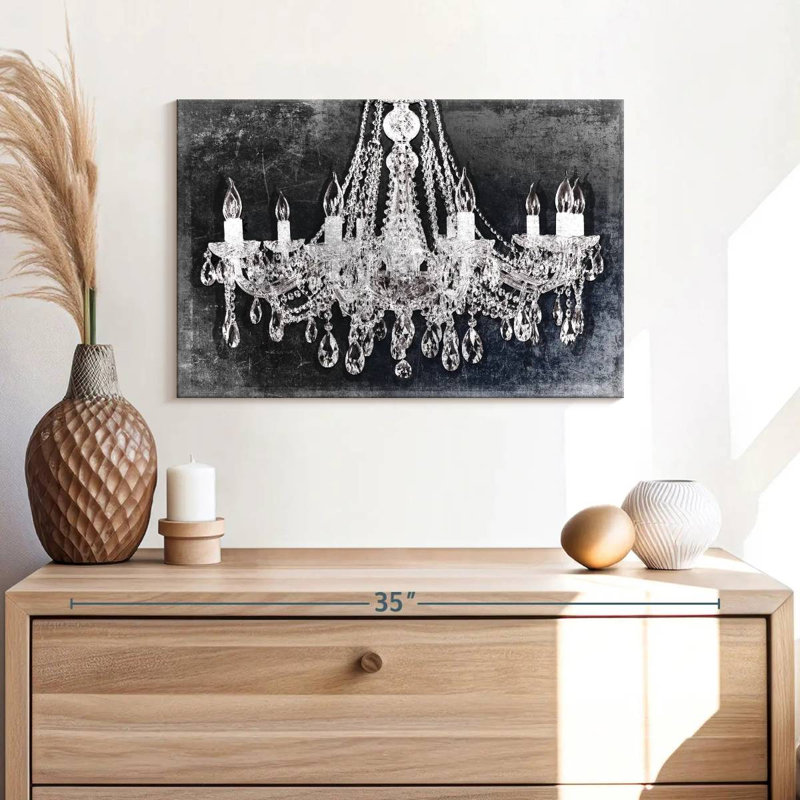 Lustre en cristal grunge sur toile, H 16 po x l 24 po x P 1,25 po