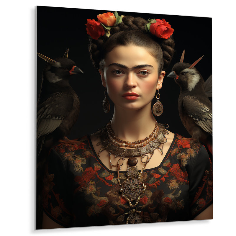 «Mexico Frida Self Reflections» - art en métal tendance, H 20 po x l 12 po x P 1 po