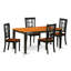 Ensemble de table de salle à manger 7 pièces composé d'une table de salle à manger rectangulaire avec feuille papillon et 6 chaises de salle à manger, noir et cerise-573950916-573950914-573950913
