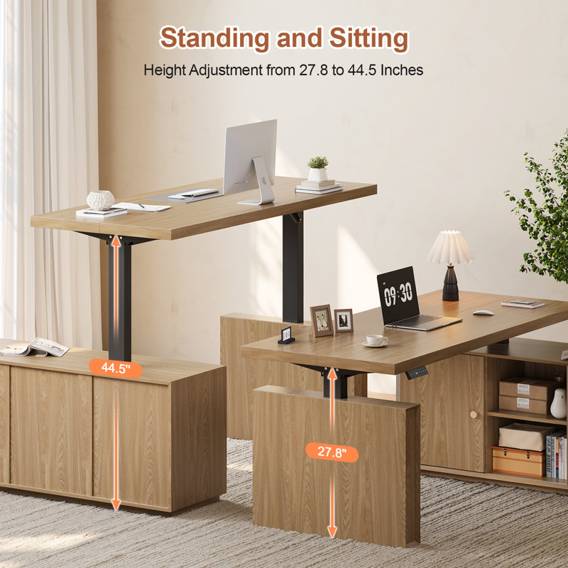  63'' L-Shaped Electric Standing Desk, Height Adjustable Computer Desk With 3 Drawers & Memory Controller For Home & Office 