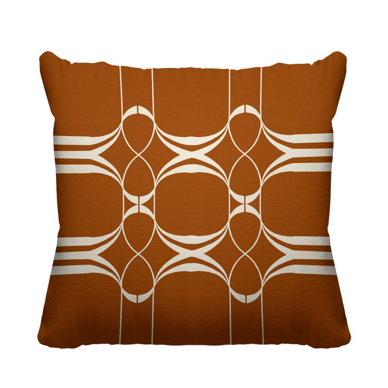 Coussin Tribal Abstract, L 19 po x H 19 po, Orange brûlé