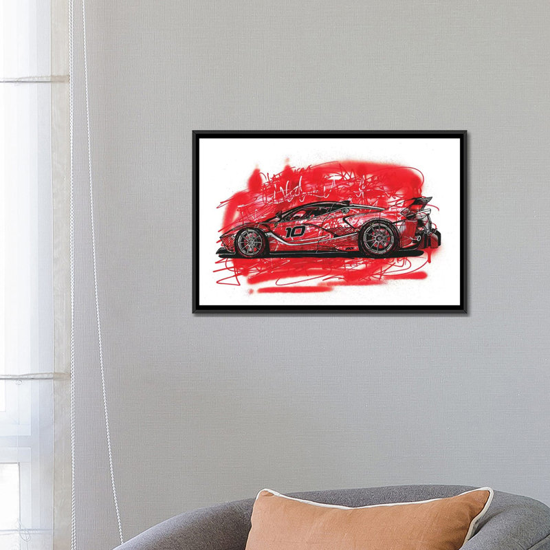 « la ferrari fxx k », impression sur toile, H 18 po x l 26 po x P 1,5 po, Toile avec cadre noir, Pas de tapis