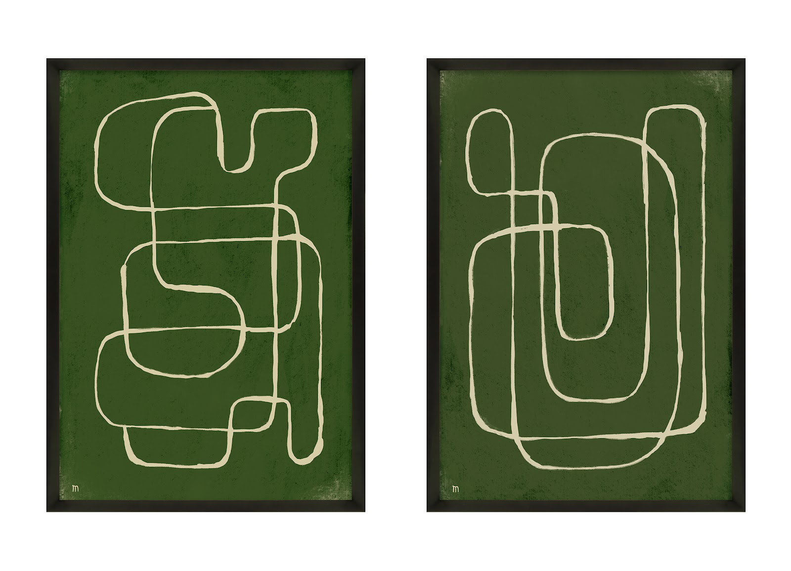 Line Works by StudioM, 20" H x 28" W x 1.25" D, White Framed Paper