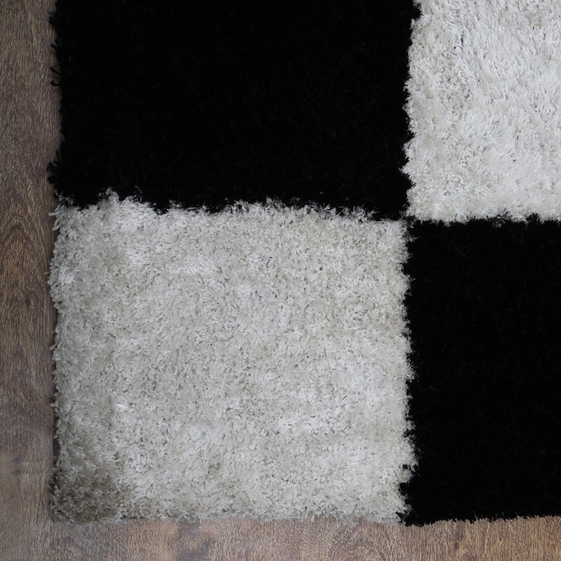 Tapis de salon Bhhatu - Tapis écologique en polyester à poils longs touffeté à la main - Rectangle | Multicolore | Conception géométrique | Tapis de salon, chambre à coucher