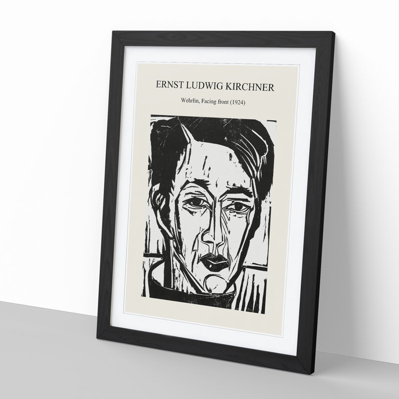 Portrait of Wehrlin Print by Ernst Ludwig Kirchner - Picture Frame Painting, Black Framed, 36cm H x 27cm W x 2cm D