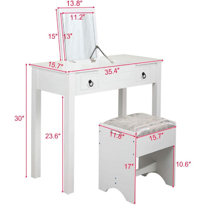 Ensemble coiffeuse avec tabouret et miroir