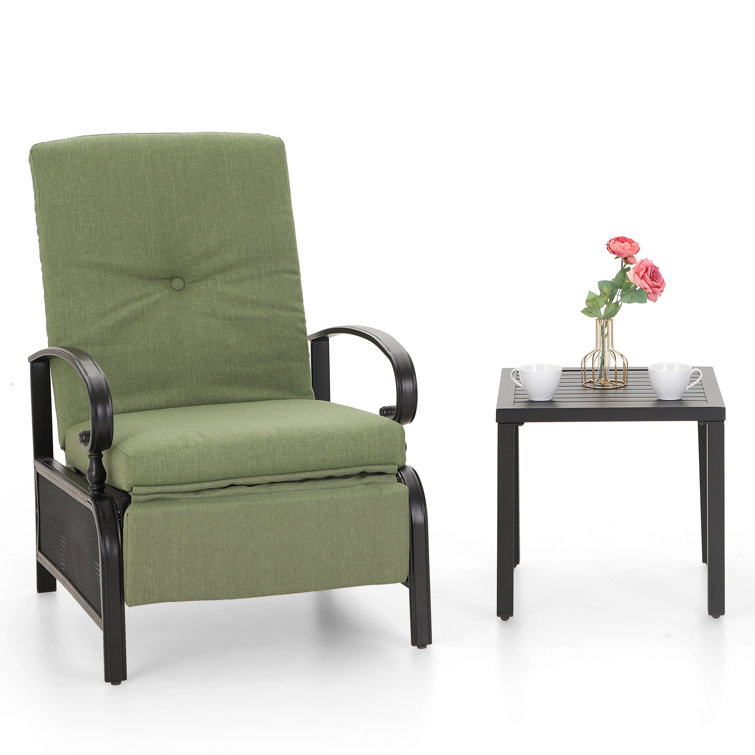 Adjustable Relaxing Recliner Patio Chair With Cushions And Table