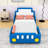 Upholstered Twin Race Car-Inspired Platform Bed With Guardrails And Sturdy Slats-1550181453