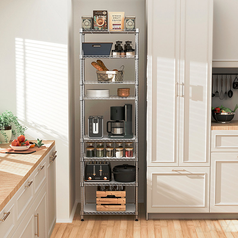Étagère de rangement à 8 niveaux en métal à 8 niveaux, étagère de rangement pour la salle de bain, garde-manger, garde-manger, garde-manger, chrome P 13,8 po x l 23,6 po x H 79,5 po
