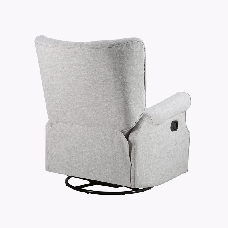Alice Wingback Swivel Recliner, Gray Linen