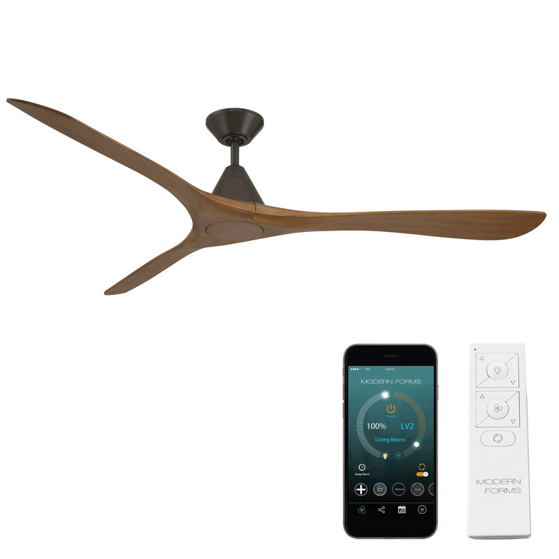 Ventilateur de plafond 72 "à pales en bois naturel avec télécommande incluse, fonctionne avec Alexa et une application Android