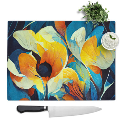 Flowers Abstract Art Vol.2  Glass Chopping Board