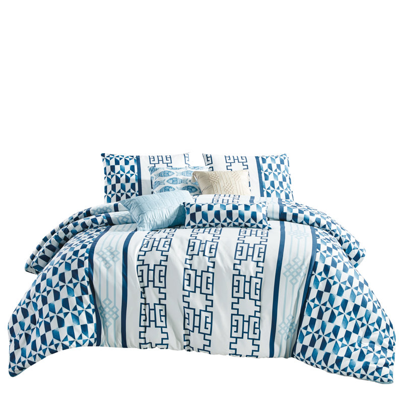 Baffle Box Stitch Geometric Shapes Comforter Set, King Comforter