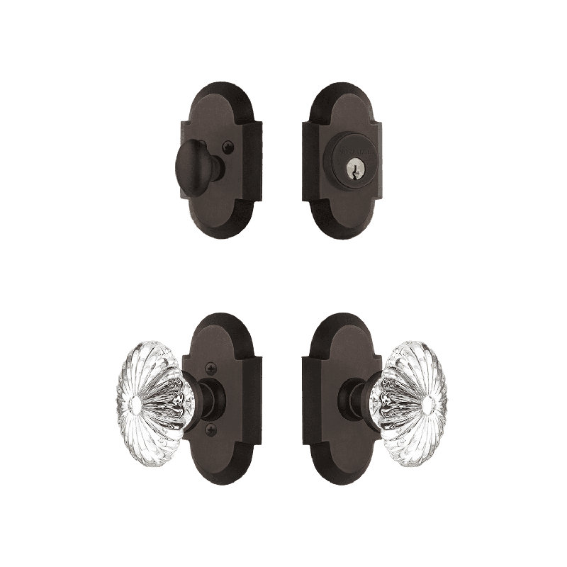Nostalgic Warehouse Cottage Entry Set with Oval Fluted Crystal, Oil-Rubbed Bronze, 2.75