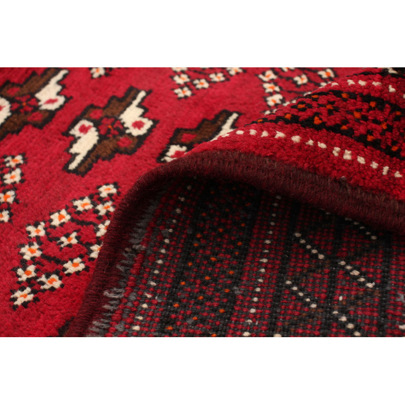 Tapis décoratif en laine de conception unique en laine noué à la main New Age de 3 pi 7 po x 6 pi 9 po de couleur rouge