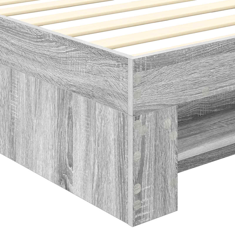 Bed Frame, European Single (90 x 200 cm), Grey Sonoma