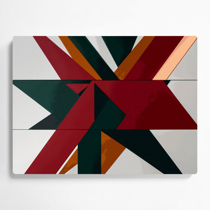 «Geometric Abstraction 57», art mural en métal brun, H 11 po x l 14 po