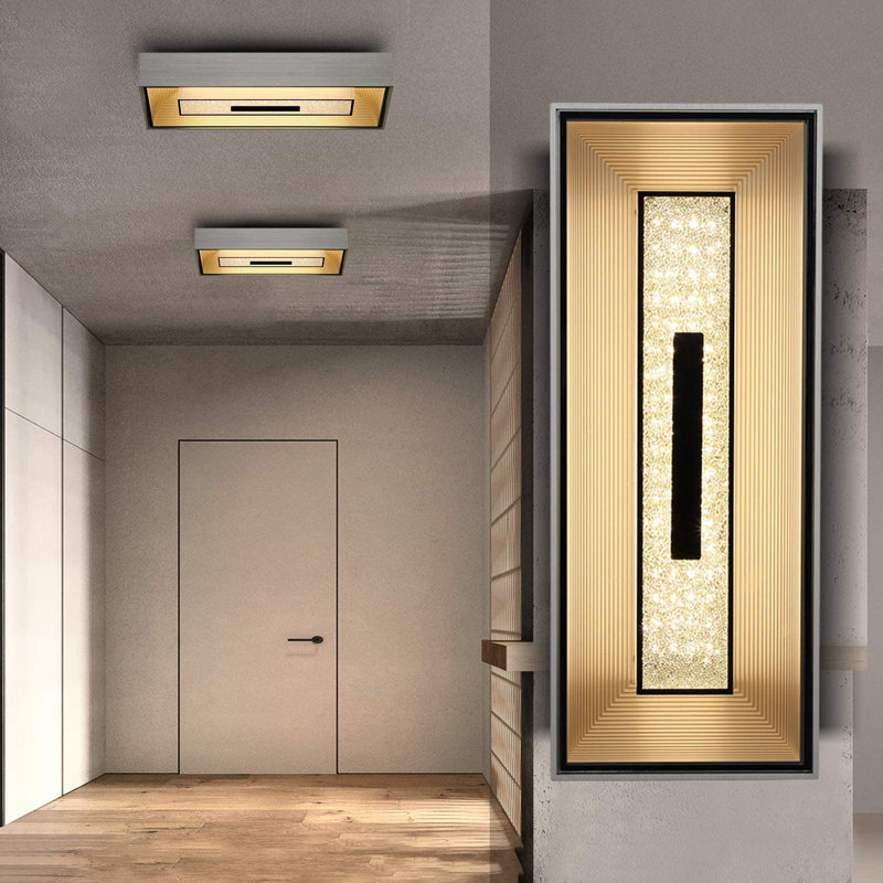 Ivy Bronx Ceiling Lamp Led Hallway Lamp Ceiling Lamp Living Room Glass 3000K Warm White 8W Modern Bedroom Lamp Angular Kitchen Lamp 45Cm Length Living Room Lamp Decoration Dining Table Lamp Office Lamp [Energy Class A++]