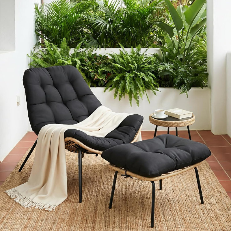 Outdoor Lounge Chair, Black