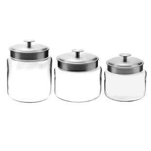Anchor Hocking; Set Of 3, Montana Jars With Stainless Steel Lids