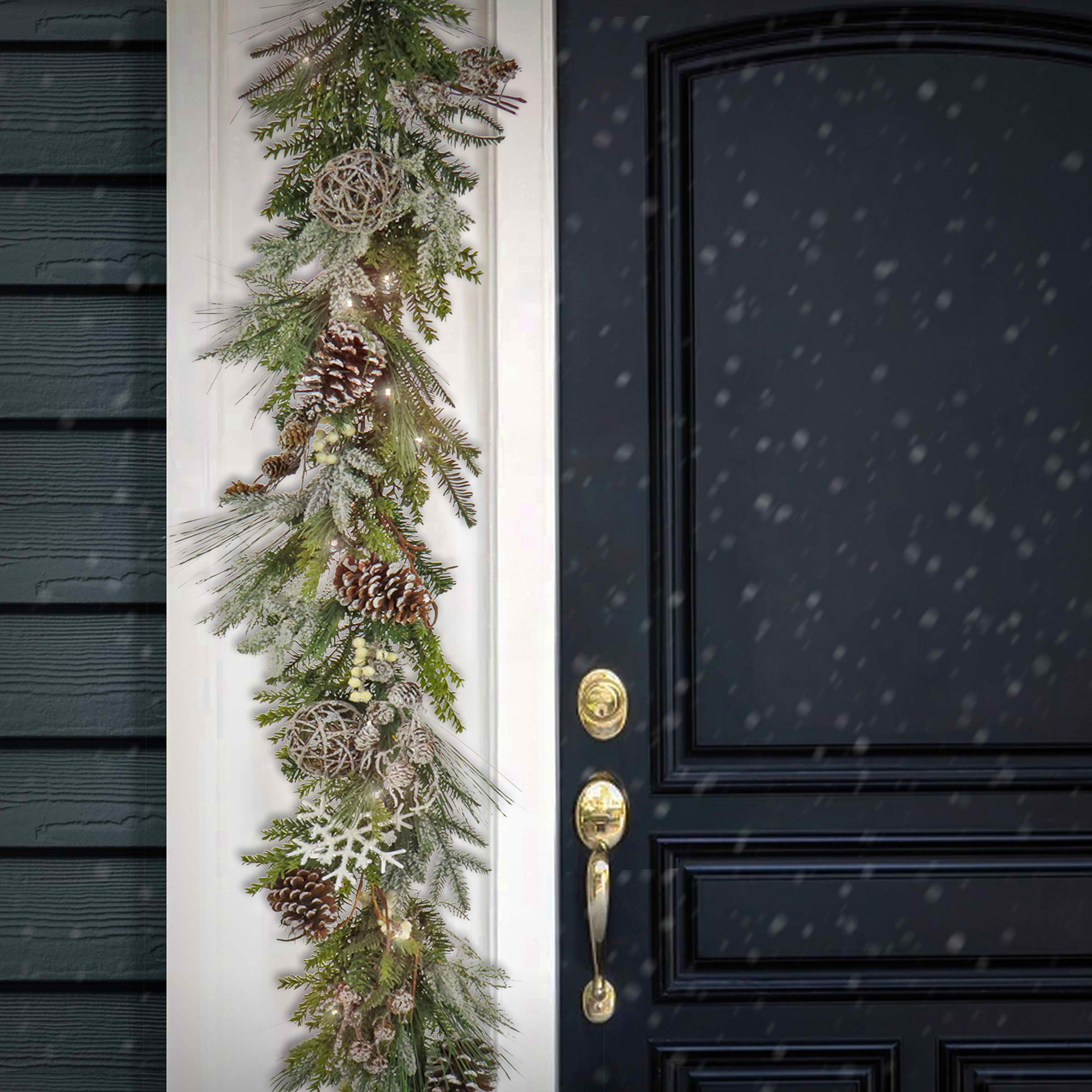 HGTV Cozy Winter Lighted Faux Pinecone Garland, 9'