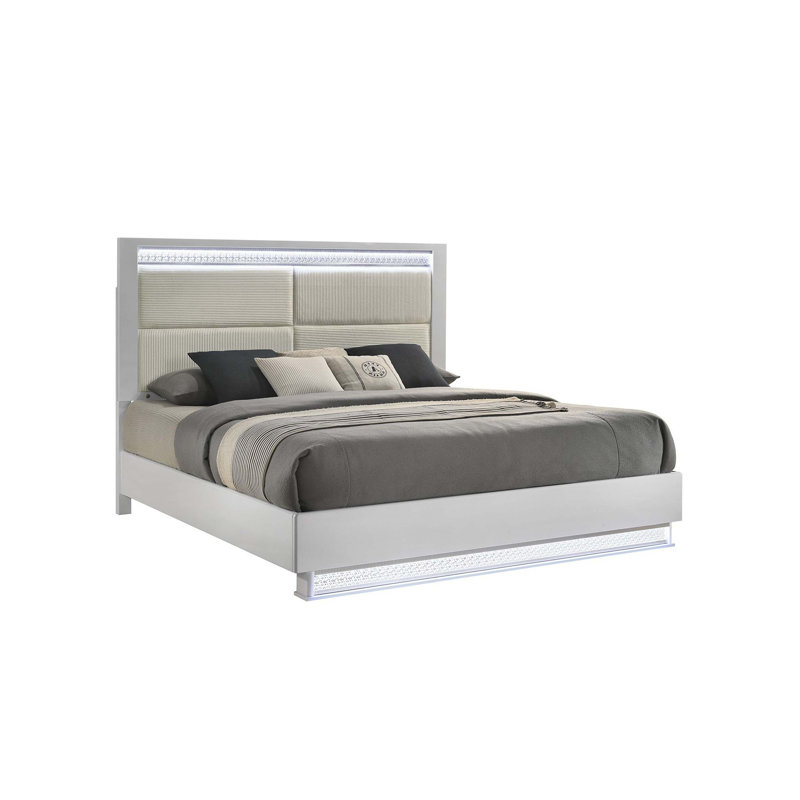 Lashell Upholstered Bed with LED Lighting, Queen