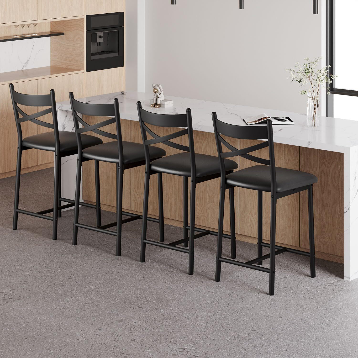 Gracie Oaks Bar Stools Set Of 2, Kitchen Barstools With Footrest And