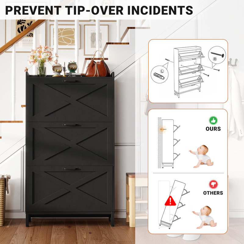 24 - Pair Shoe Storage Cabinet, Black