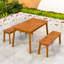 Ensemble de salle à manger 3 pièces en bois d'acacia avec table et 2 bancs pour une utilisation intérieure / extérieure